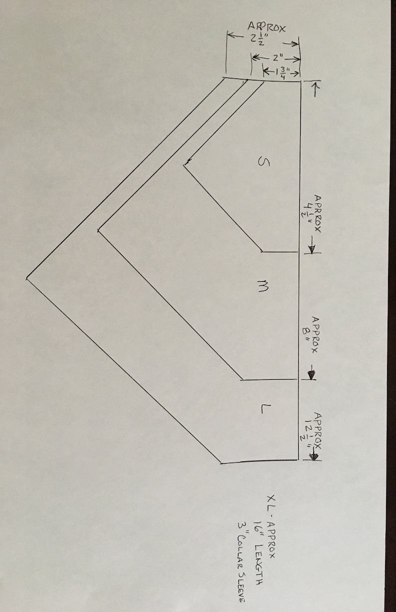 May include: A diagram showing the approximate length and sleeve length for different sizes of shirts. The sizes are labelled S, M, L, and XL. The measurements are in inches.