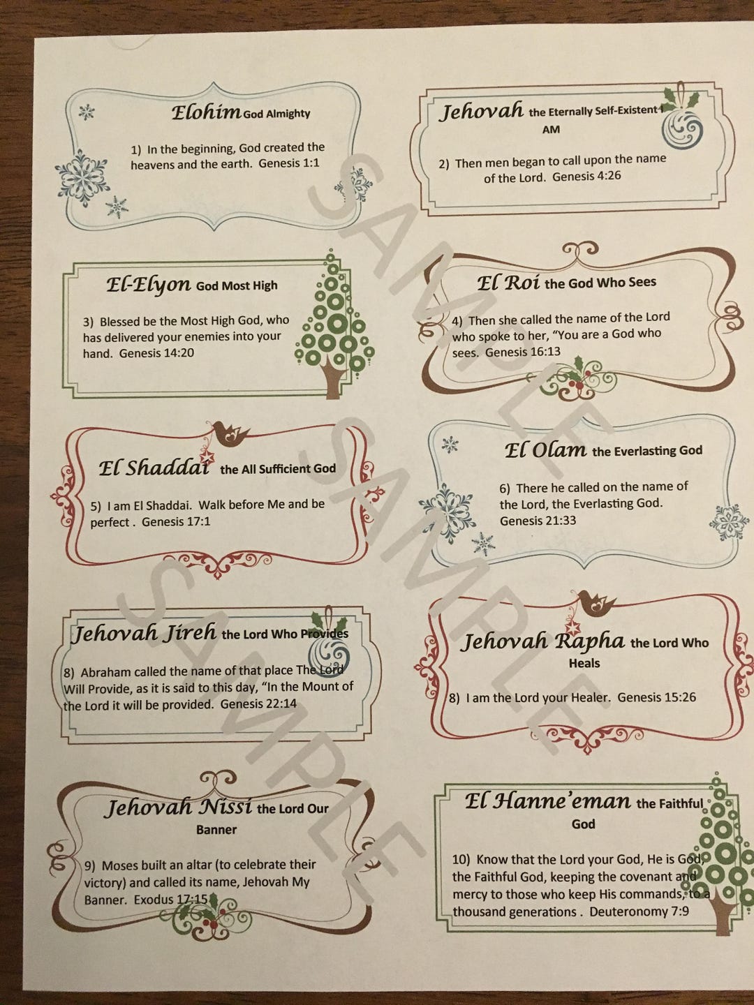 Names Of God Advent Calendar 