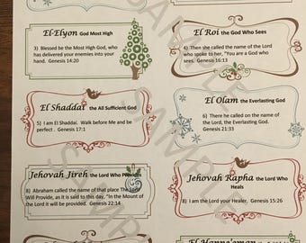Scripture Cards Names of God Advent Calendar Inspiration Christmas Christian Religious