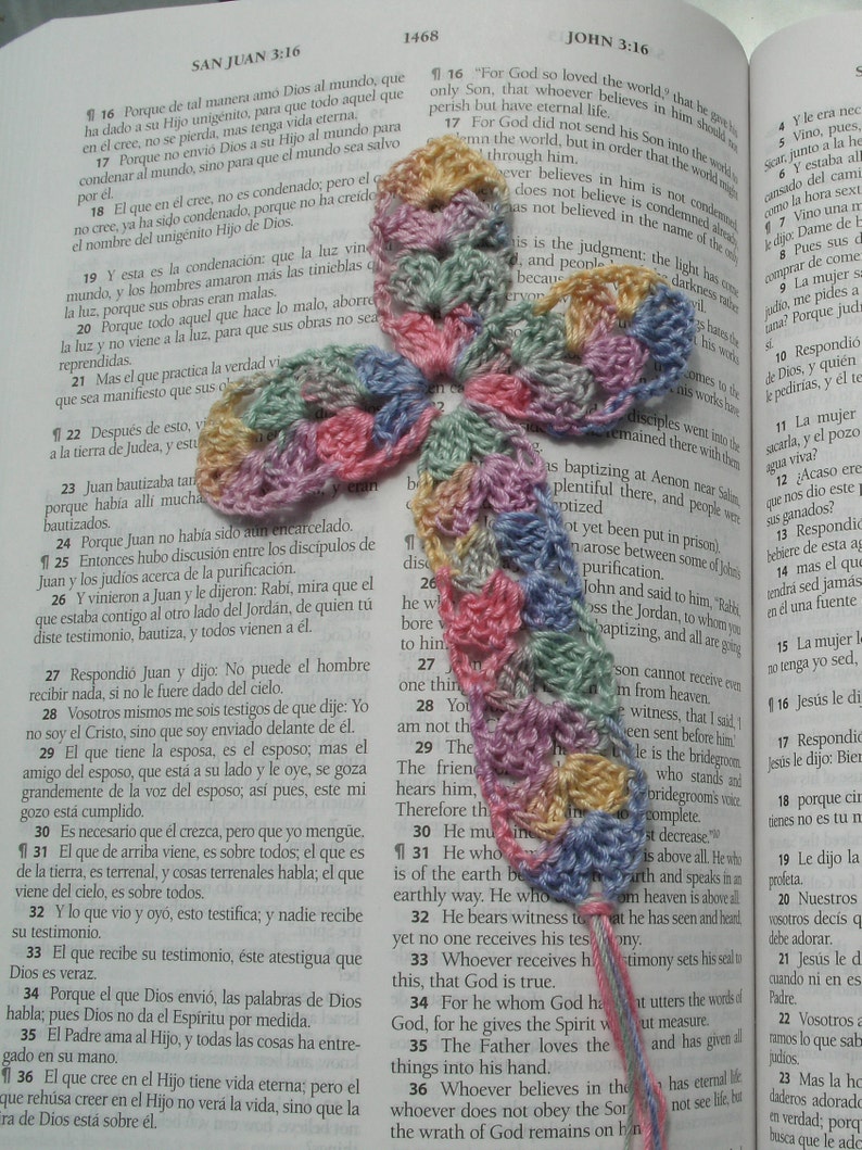 Crocheted cross bookmark / Easter basket stuffer stocking Etsy