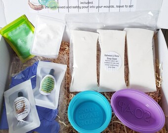 Coconut and lime handmade diy soap craft kit make your own Shea and oatmeal soap bars beginners melt and pour