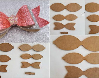 Hair bow wooden templates, make your own beautiful Hair bows 5 sizes, set