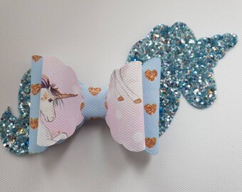 Unicorn wooden hair bow making template, double loop 5"