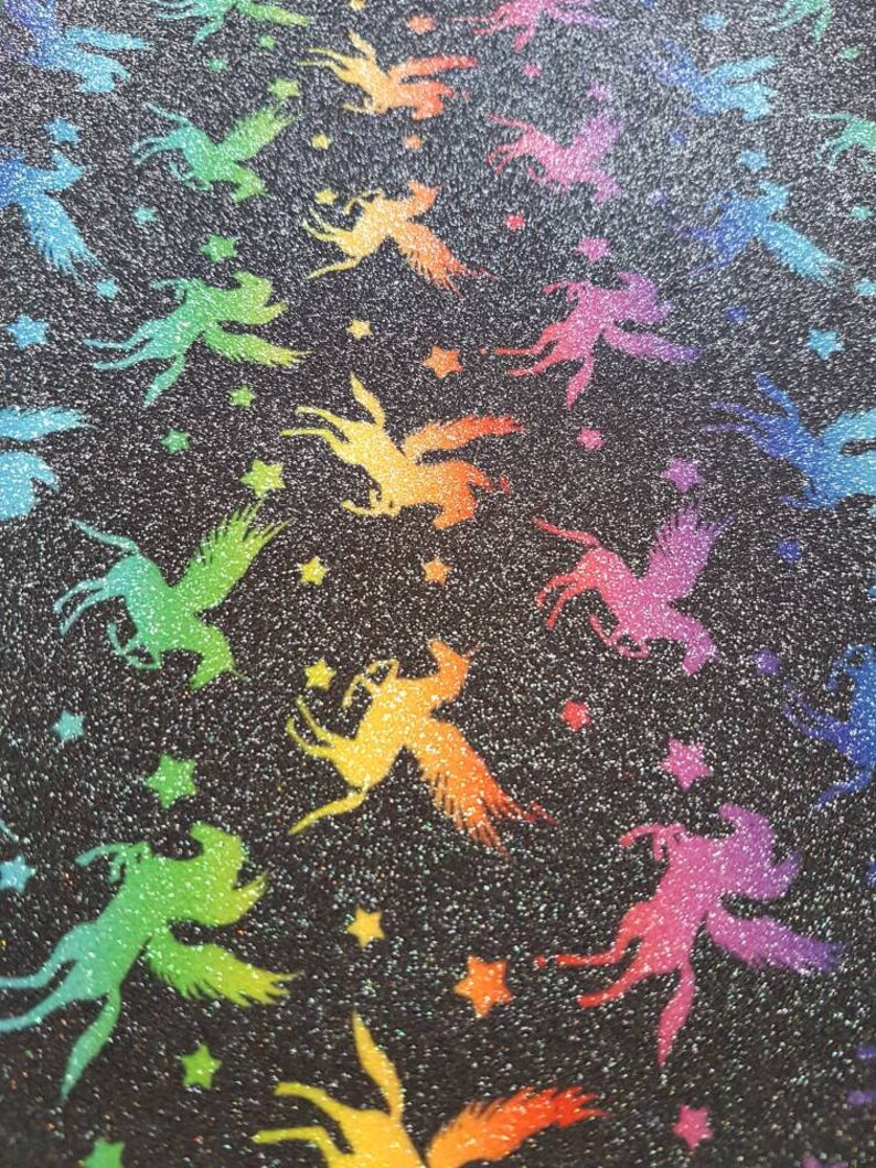 Glitter unicorn fabric sheet A4 perfect for hair bows and crafting