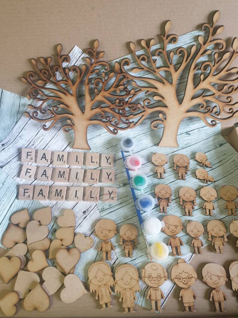 MDF Wooden Family Tree Craft Supply Box Etsy