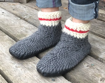 Cozy Merino Wool Sock Monkey Slippers: Leather-Soled Ankle Booties with Fur Lining for Adults