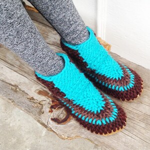 Cozy Boho Fur-Lined Leather Sole House Slippers - Handmade in Canada, Eco-Friendly Comfort bild 3