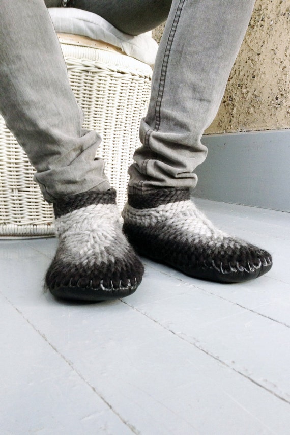 knitted slipper boots mens