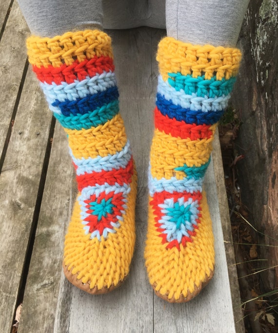 yellow slipper boots