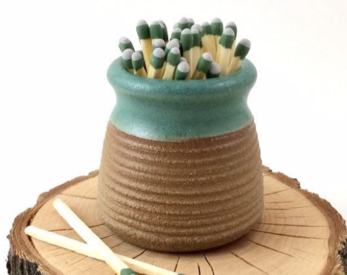 Pottery Match Striker, Green Match Holder, Rustic Match Striker