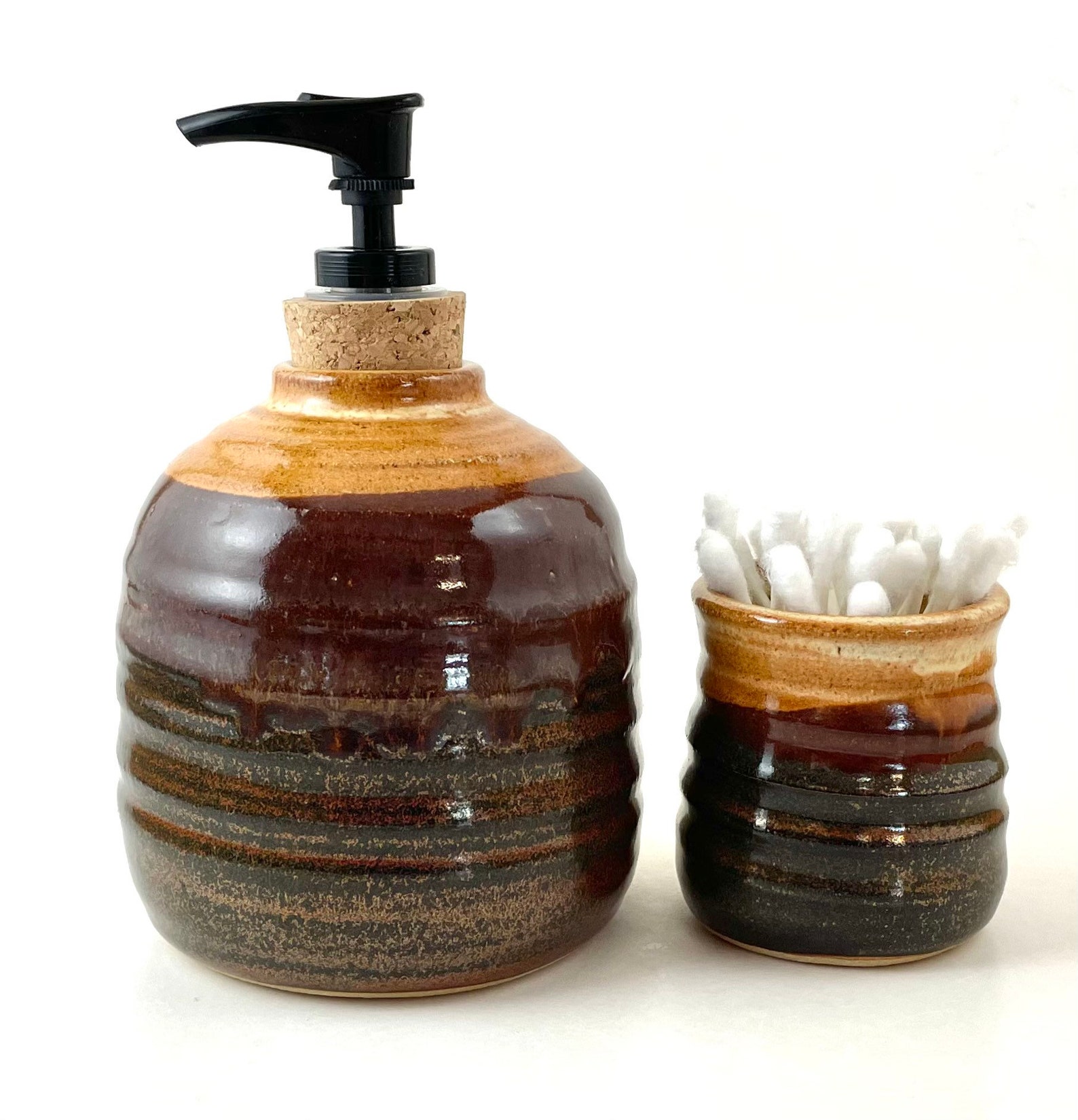 Pottery Soap Dispenser Ceramic Soap Dispenser in Earth Tone Etsy