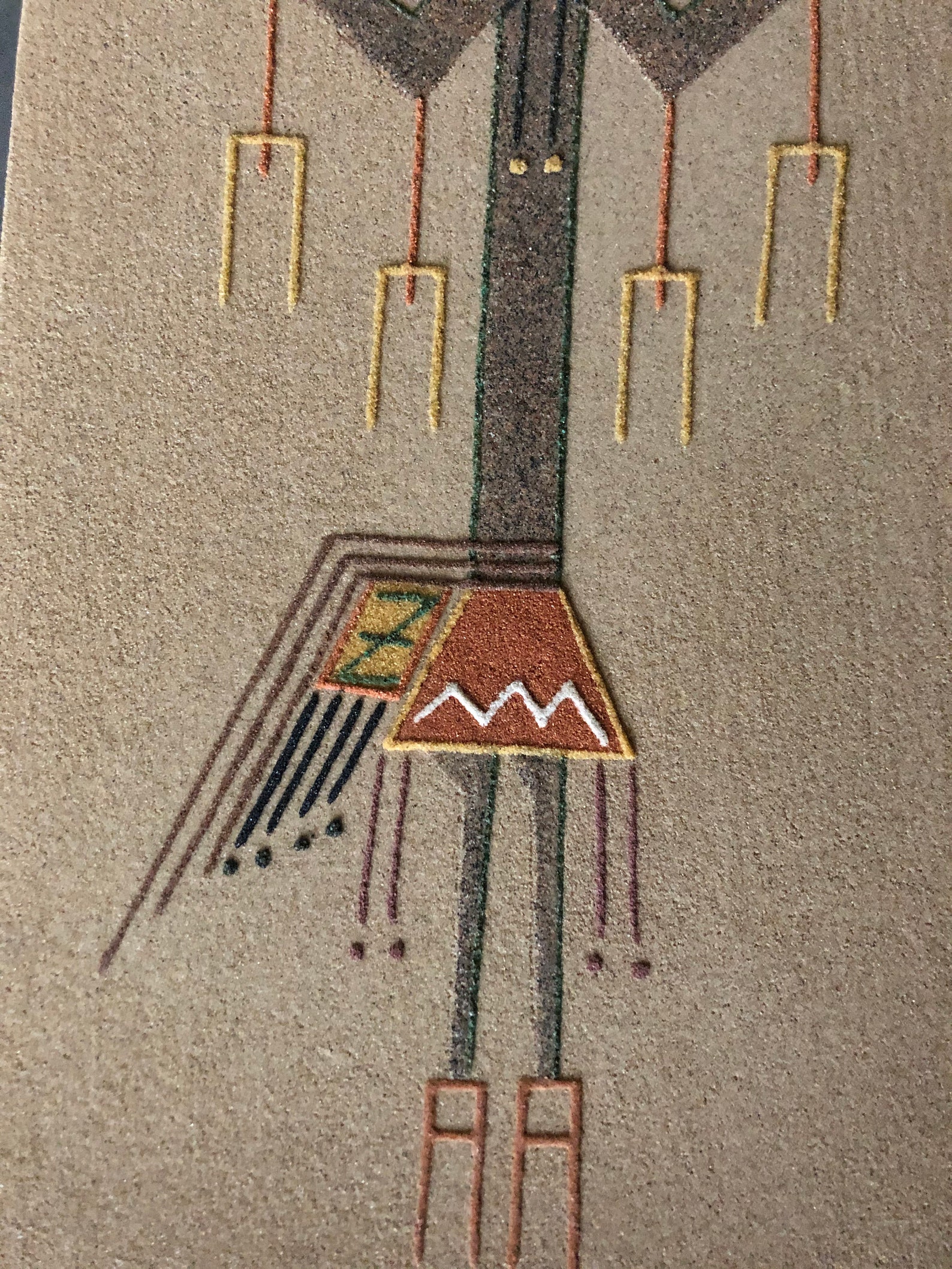NAVAJO VINTAGE Sand Painting of Yei Male by New Mexico Artist