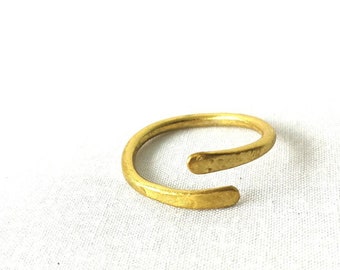 rustic textured brass adjustable ring