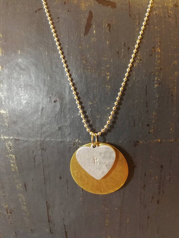 Rustic Personalised Brass Mixed Metal Initial Name Necklace