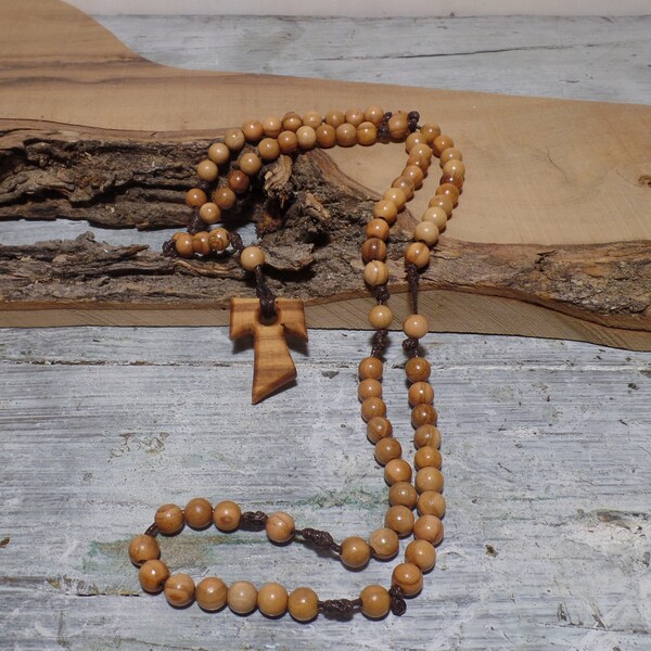 Tau rosary cross of St. Francis of Assisi made with olive wood 1Sf