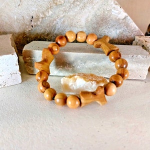 Bracelet Cross Crucifix of St. Francis of Assisi made of olive wood 8G3Br