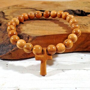 Bracelet Cross Crucifix of St. Francis of Assisi made of olive wood 241Br