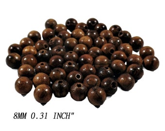 Wood beads 8mm round Walnut for rosaries or necklaces, walnut rosary