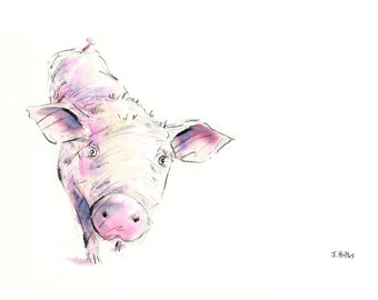 PIG paintings art PRINT gift from a watercolor painting PIG artwork animal art pig wall art animal paintings wildlife art