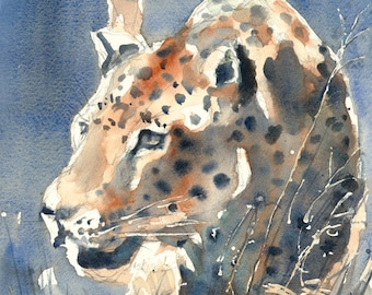 LEOPARD original painting wildlife art A2 size