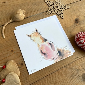Biglietto d'auguri cavallo - Quadrato 14,5 x 14,5 cm - Biglietti fattoria - Interno vuoto - Biglietti fauna selvatica
