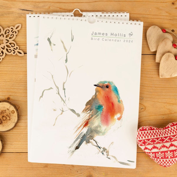 2024 Bird Calendar - Bird paintings - A4 size wall calendar