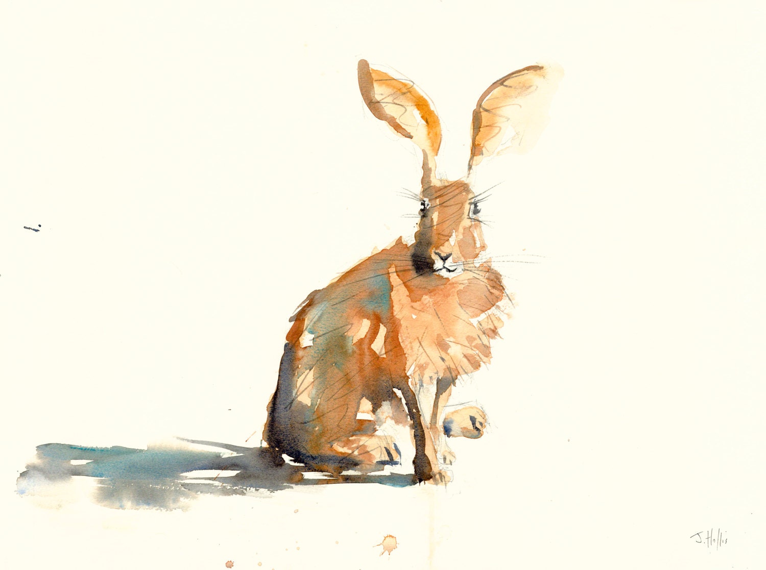 Original Hare Watercolor Painting, Wildlife Art (76x56cm) - Etsy