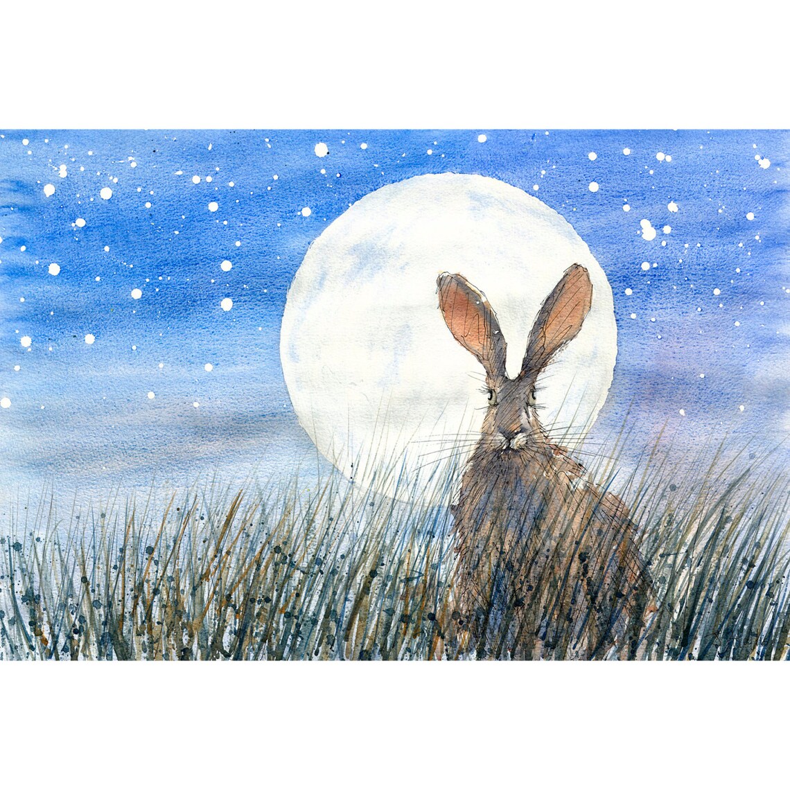 HARE Painting ART PRINT Moon Hare Pictures Bunny Art Rabbit Print ...