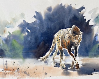 CHEETAH original painting wildlife art A2 size