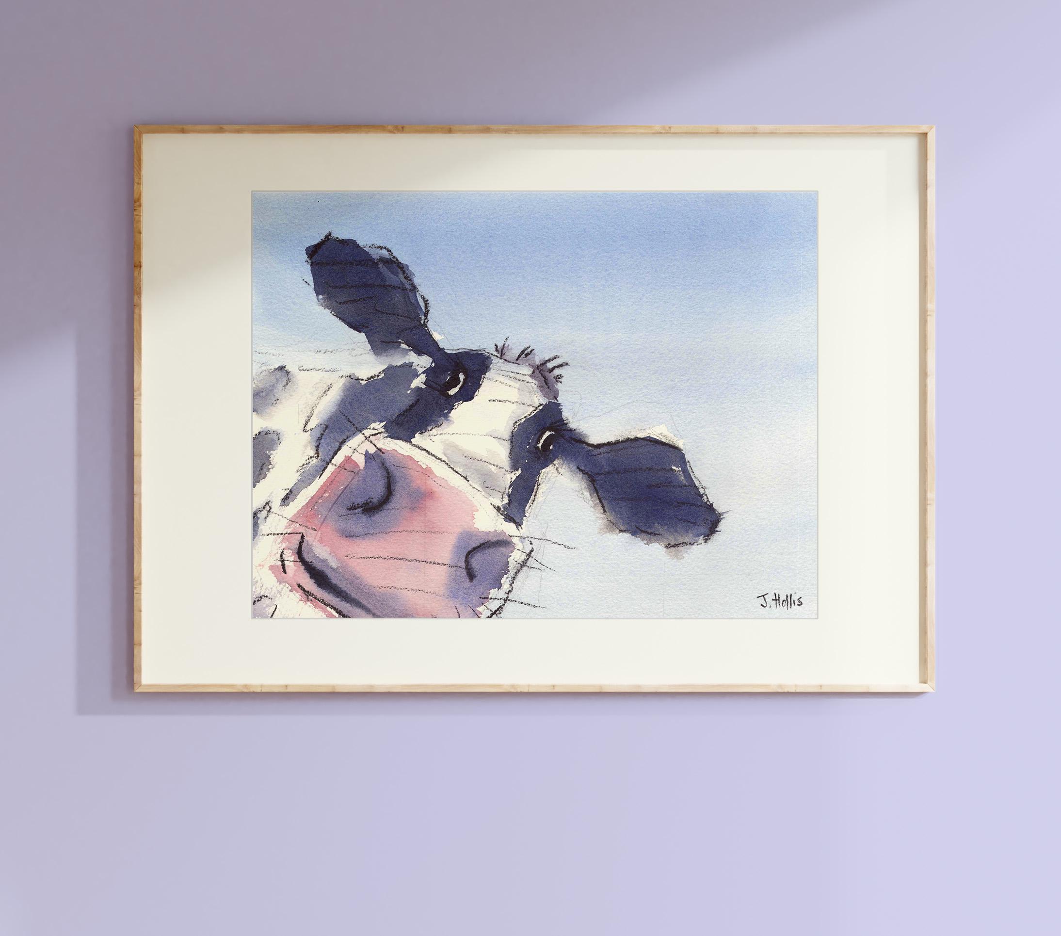 Cow painting - original watercolour - cow art - cow original painting - nursery art - Size A3