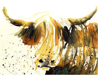 Highland cow print - A4 size - cow art