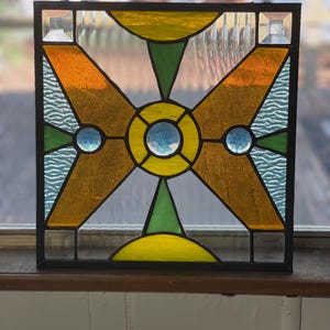 Gold Art Deco Stained Glass Suncatcher