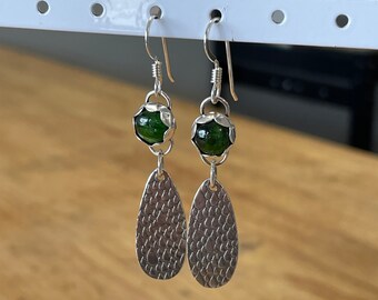 Chrome Diopside Sterling Silver Teardrop Dangle Earrings