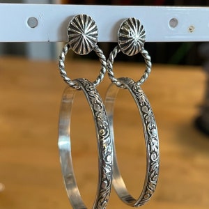 Handmade Sterling Silver Hoop Earrings: Vine & Leaf Design