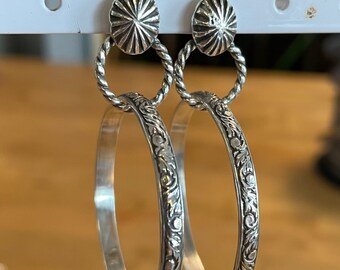 Handmade Sterling Silver Hoop Earrings: Vine & Leaf Design