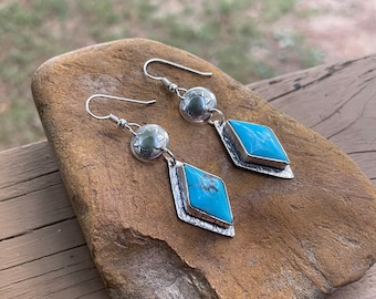 Orecchini pendenti in turchese Kingman - Argento sterling