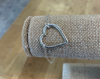 Sterling Silver Heart Bracelet: Textured Friendship Jewelry