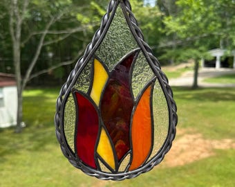 Teardrop Flame Stained Glass.