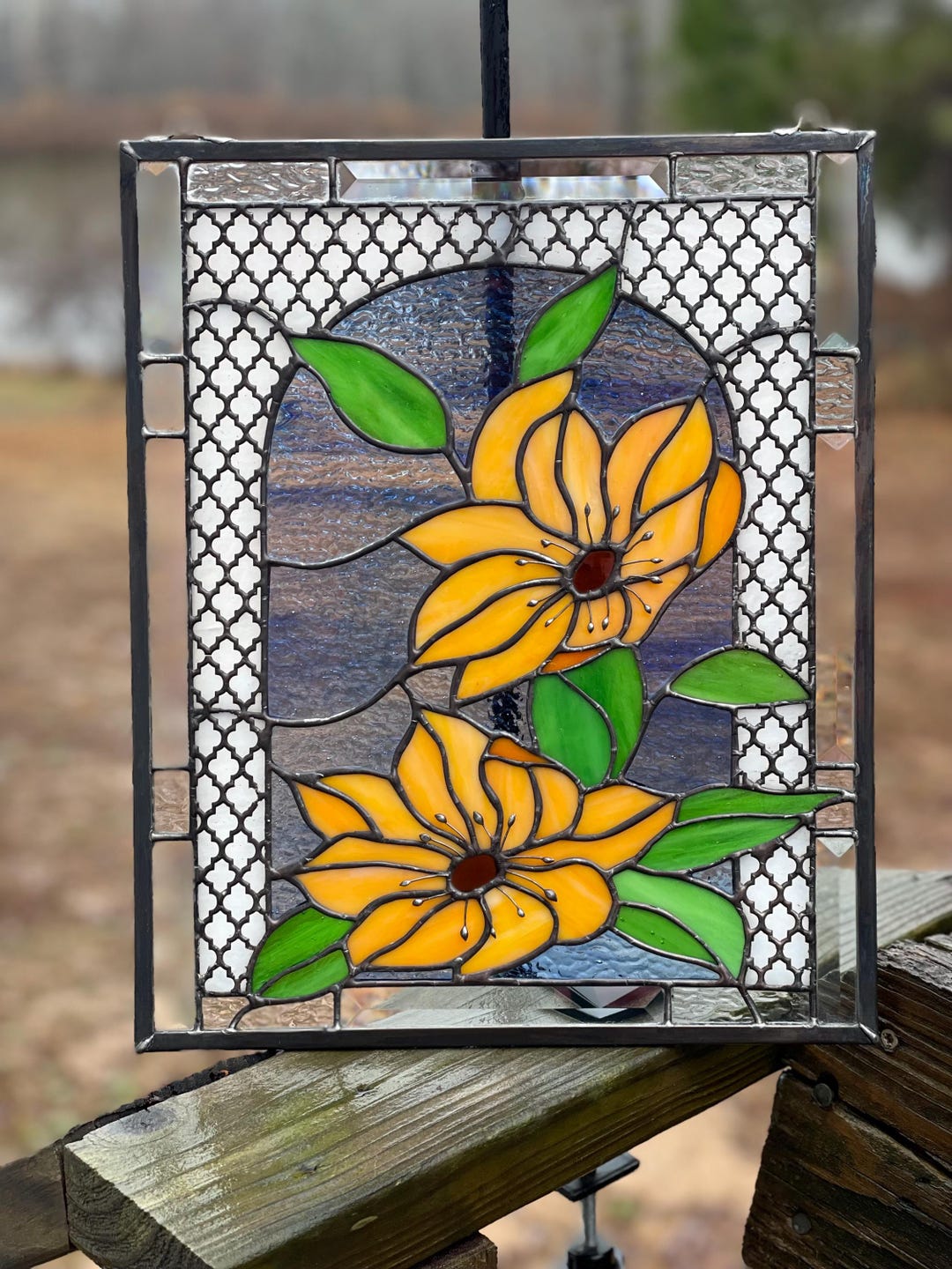 Clematis Stained Glass Panel - Etsy