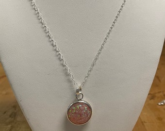 Opal Pendant. Sterling Silver Opal Necklace.