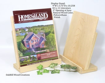 Wood Brochure Display Stand, 8.5x11 Countertop Holder for Office, Expo & Trade Show