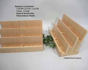 Reception Desk Business Card Display – 3 Tier Solid Hard Maple and Select Pine