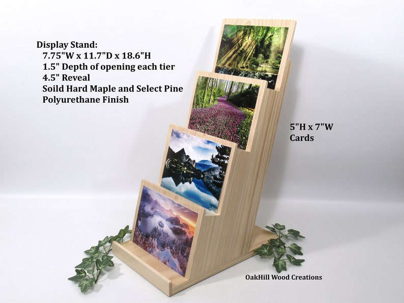 Card Display Wooden, Gallery Exhibit, Greeting Card Stand, Countertop Stand, Post Card Display, Art Card Holder MADE to ORDER Item image 1