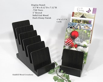Solid Oak 6-Tier Display Stand, Brochure Rack, Recipe Card Organizer