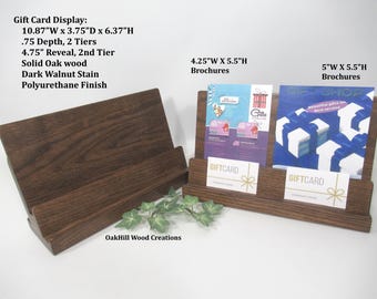 Handcrafted Solid Oak Gift Card & Brochure Display Stand