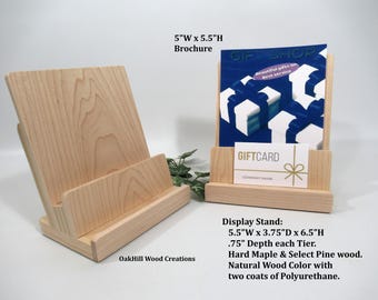 Wooden 2-Tier Gift Card and Brochure Holder – Countertop Display Stand