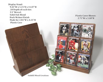 Graded Sports Card Display Stand – Oak Wood Holder for Collectibles – MADE TO ORDER