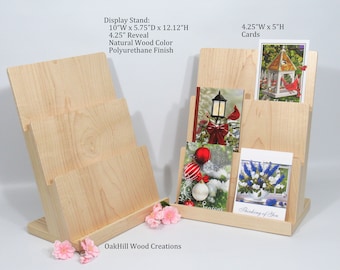 Handmade 3-Tier Wooden Rack for Cards, Brochures, Invitations, Trade Show and Retail Display