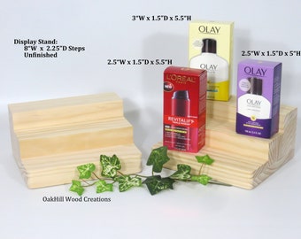 Products Display Stand, Bottle Display, Wood Display Stand, Display Stand 3 Tier, Perfume Stand, Countertop Display, Trade Craft Display