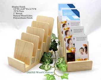 Handcrafted 5-Tier Wooden Display Stand for Recipe Cards, Photos, Rack Cards & Brochures